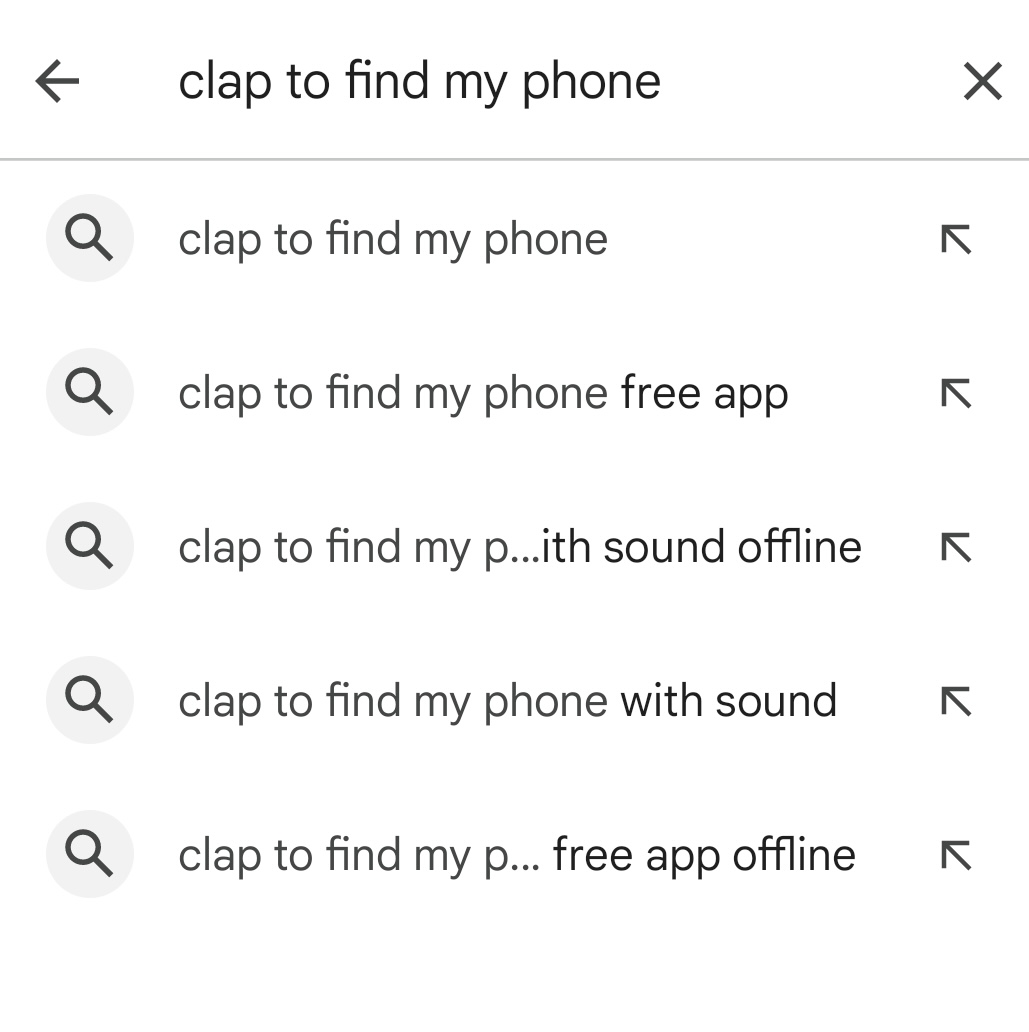 search "clap to find my phone" in the search box